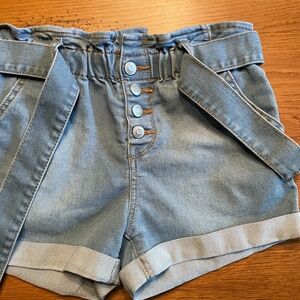 Wallflower Girls Denim Shorts, Size 10, Button Fly With Elastic Waist
